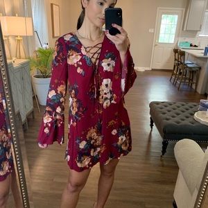 Maroon Floral dress